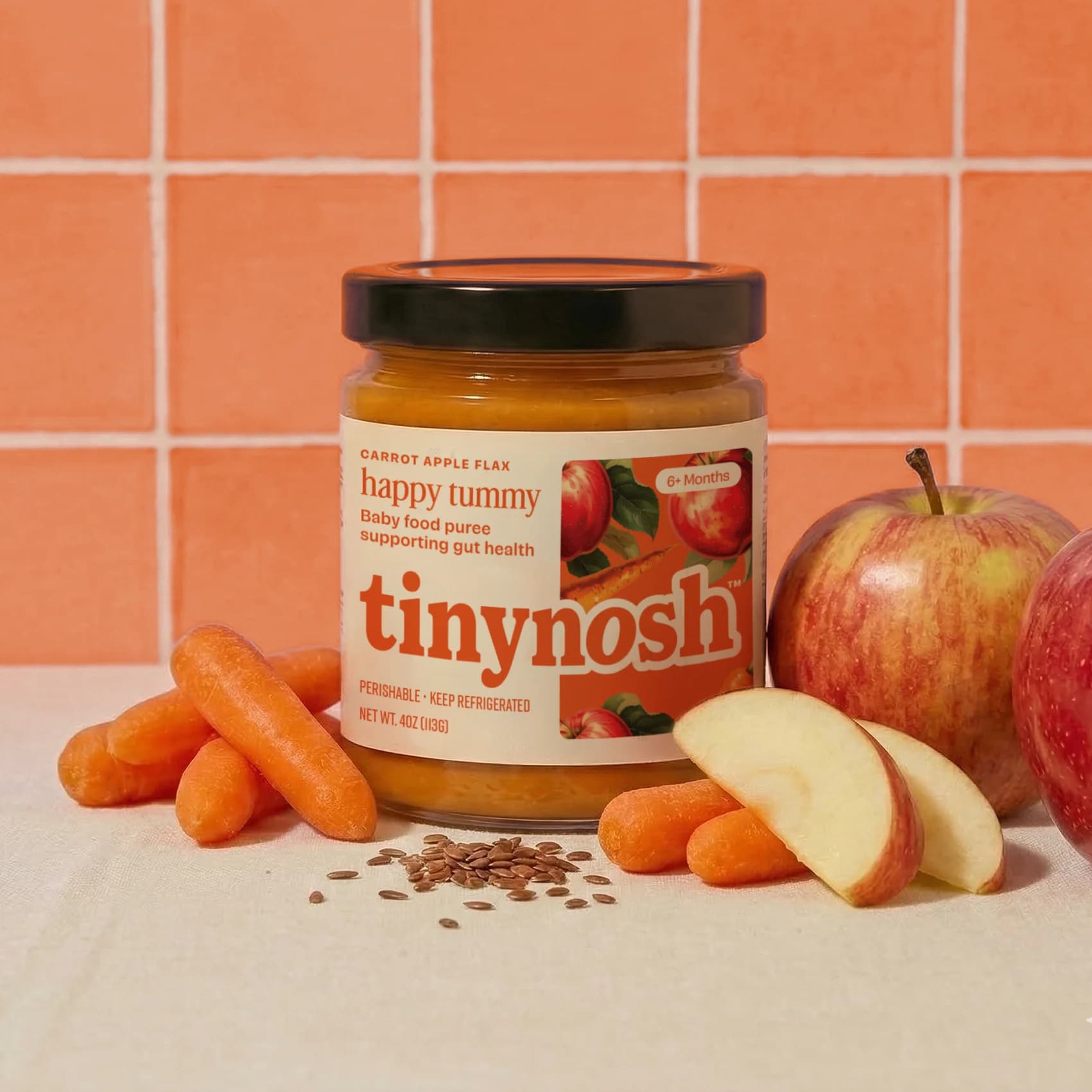 Tinynosh happy tummy jar with ingredients